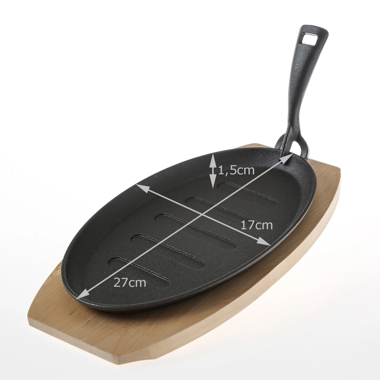Gusspfanne Mit Abnehmbaren Stiel U. Holzuntersetzer - Gusseisen - L: 27cm - Servierpfanne - Oval 3 Gusspfanne Mit Abnehmbaren Stiel U. Holzuntersetzer - Gusseisen - L: 27cm - Servierpfanne - Oval – Bild 3