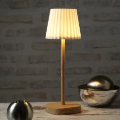 LED Garten Tischlampe - Weißer Lampenschirm - 2 Helligkeitsstufen - H: 34cm - USB - F. Außen - Braun -Abenteuer Verkauf 11484 led garten tischlampe natur 1TbMt8NavnackR 1280x1280