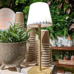 LED Garten Tischlampe - Weißer Lampenschirm - 2 Helligkeitsstufen - H: 34cm - USB - F. Außen - Braun -Abenteuer Verkauf 11484 led garten tischlampe natur 2x3mT1DNgUvM1d 1280x1280