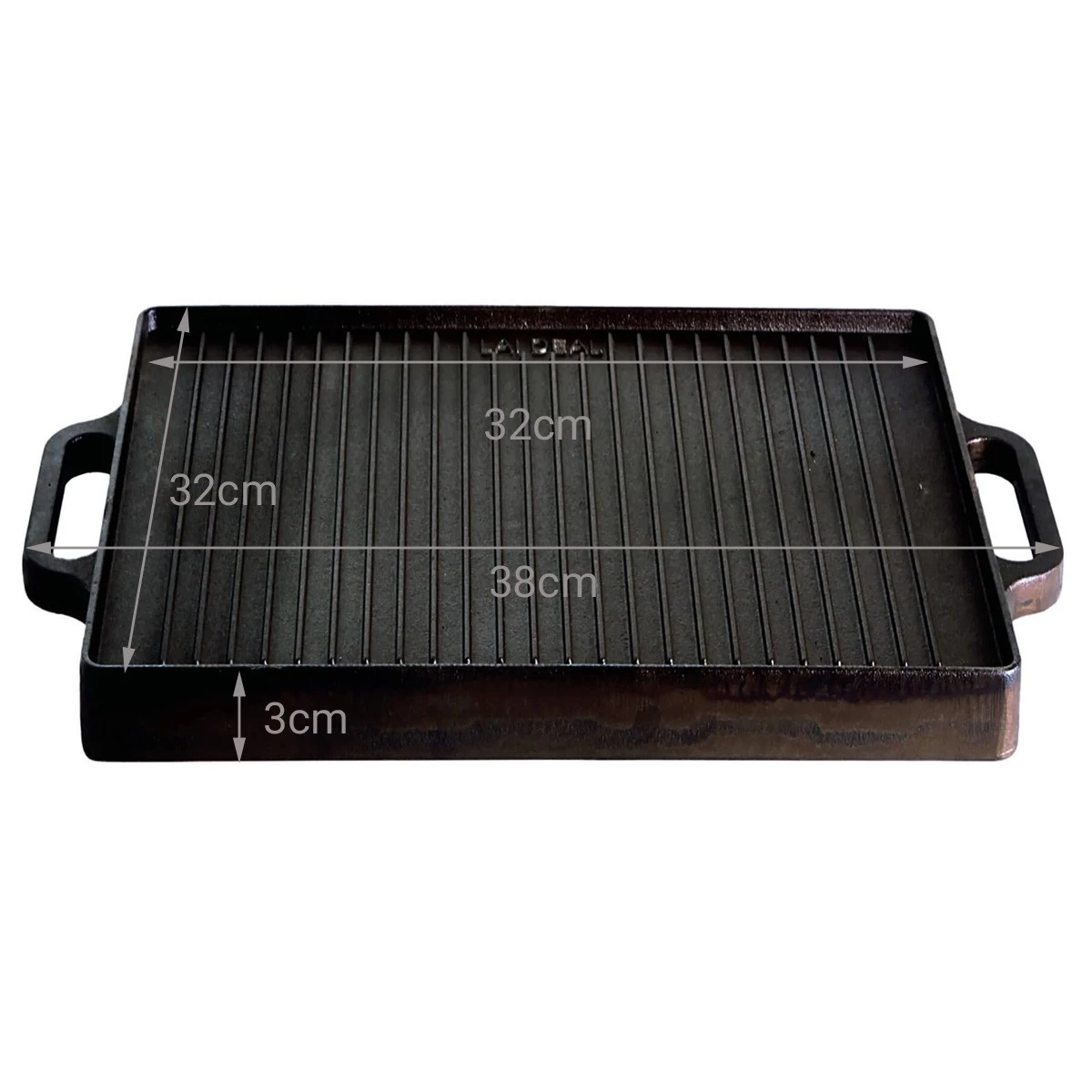 Plancha Grillplatte - Mit 2 Griffen - Gusseisen - Wendeplatte Geriffelt Und Glatt - 32 X 32cm 4 Plancha Grillplatte - Mit 2 Griffen - Gusseisen - Wendeplatte Geriffelt Und Glatt - 32 X 32cm – Bild 4
