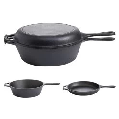 Feuertopf 2in1 - Gusstopf Und Gusspfanne - Gusseisen - D: 26cm - Mit Stiel Und Griff - 3,5l