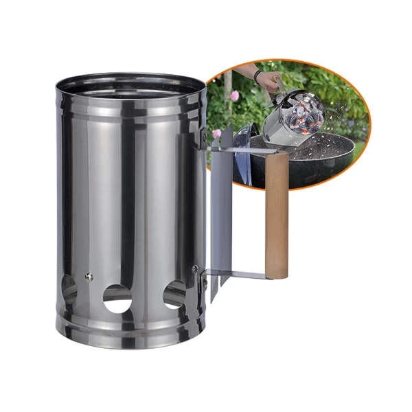 Anzündkamin Aus Edelstahl Für Kohle Und Briketts - 17cm Durchm. - 27cm Hoch - Hitzeschutz 1 Anzündkamin Aus Edelstahl Für Kohle Und Briketts - 17cm Durchm. - 27cm Hoch - Hitzeschutz