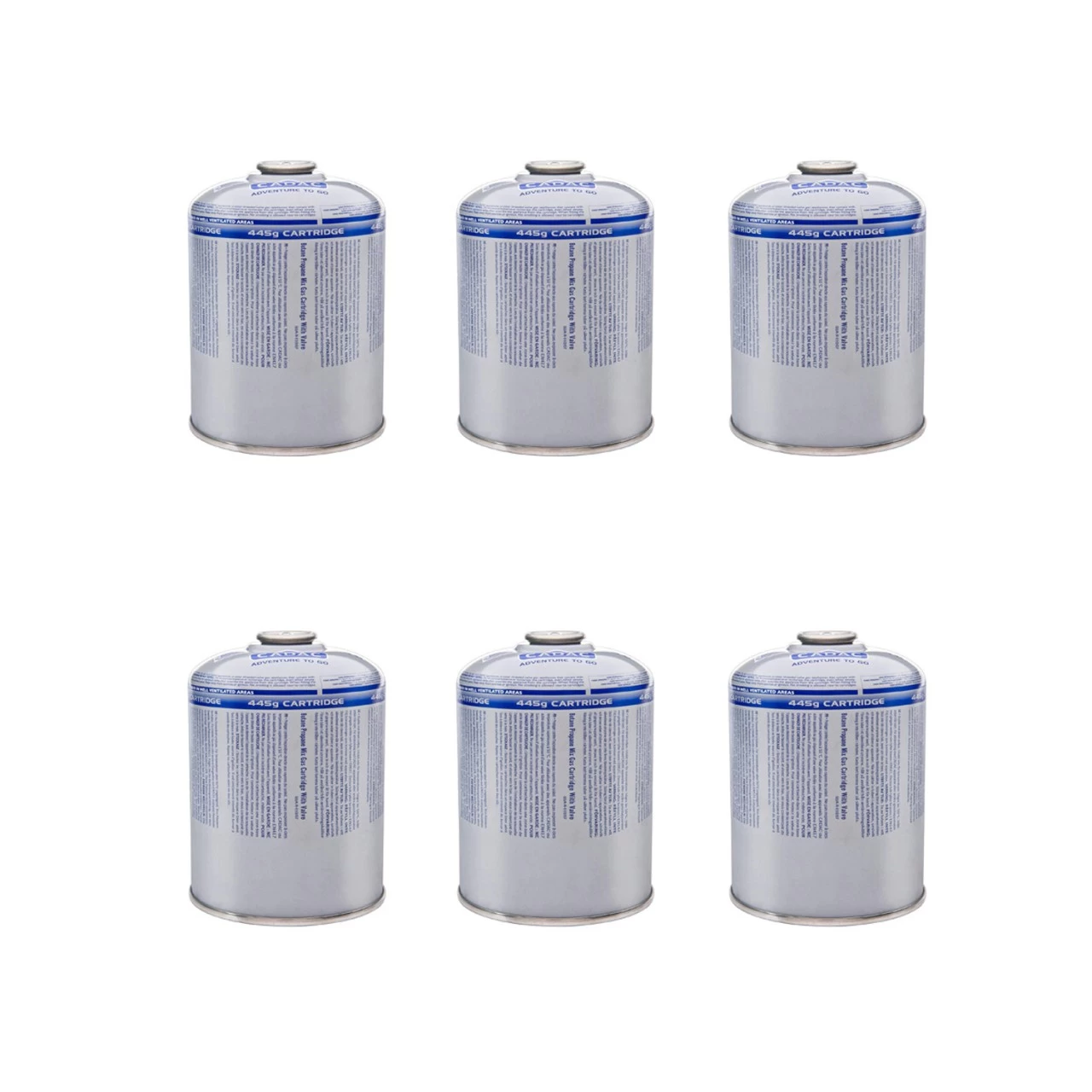 CADAC CA445 6er Set - Ventil-Gas-Kartusche (445g Butan-Propan-Gemisch) - EN417 Gewinde 1 CADAC CA445 6er Set - Ventil-Gas-Kartusche (445g Butan-Propan-Gemisch) - EN417 Gewinde