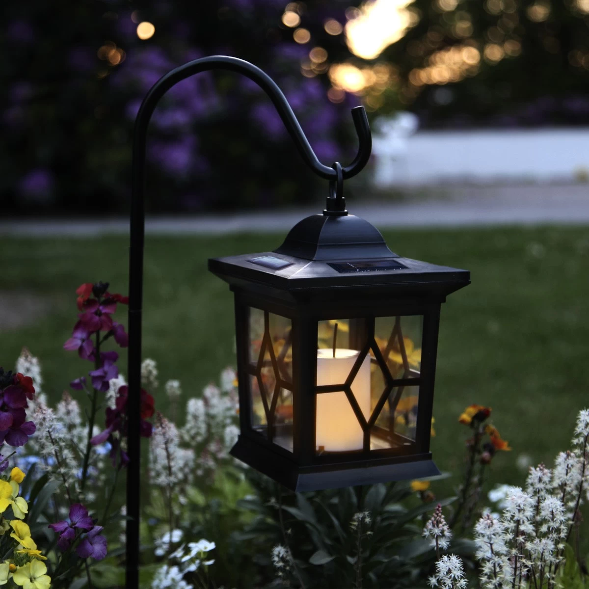 LED Solar Laterne Mit Kerze - 3in1 - Flackernde LED - Lichtsensor - H: 50cm - Schwarz 1 LED Solar Laterne Mit Kerze - 3in1 - Flackernde LED - Lichtsensor - H: 50cm - Schwarz