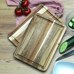 Steakbretter Mit Saftrille - Schneidebretter - Akazienholz - 28 X 20cm - 2er Set