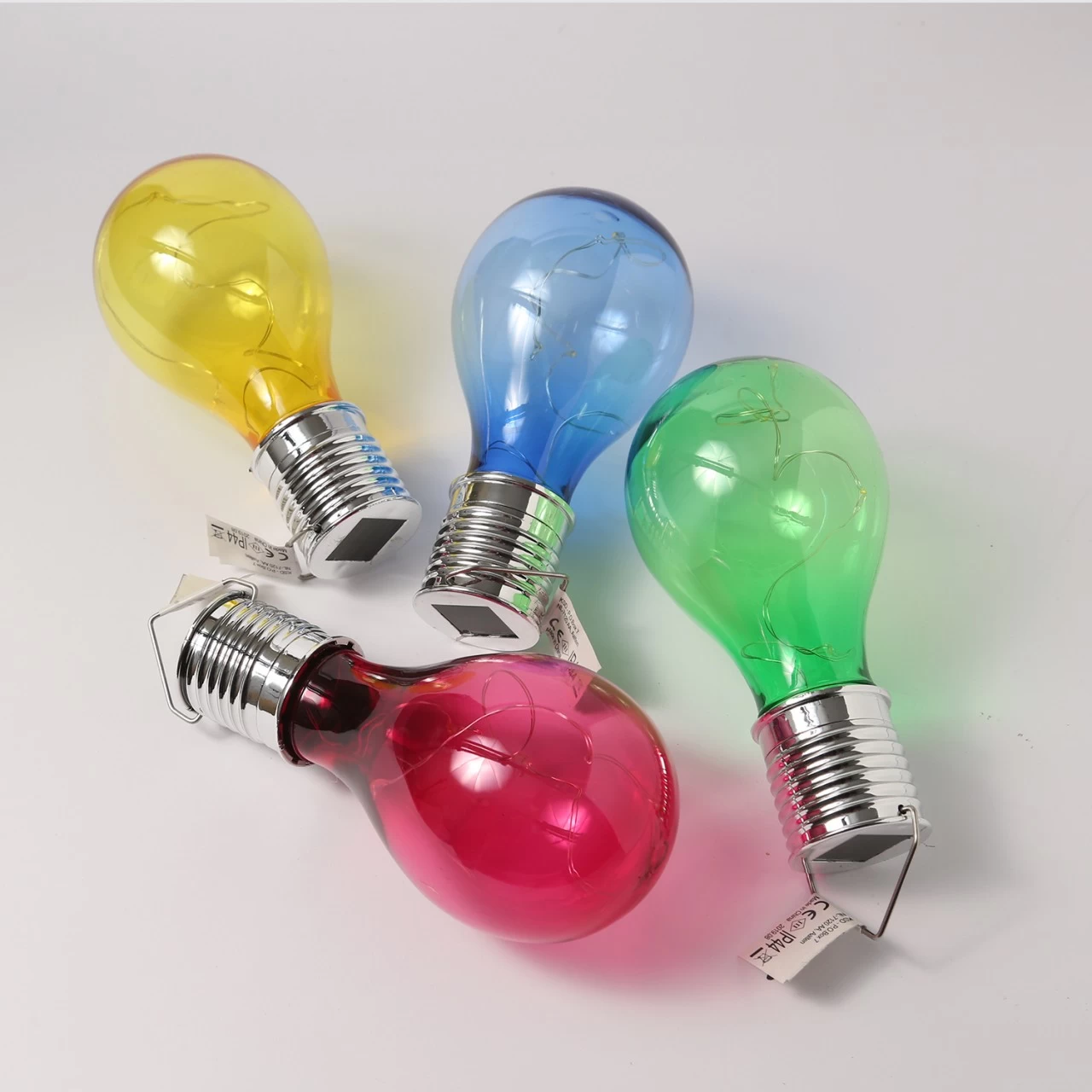 LED Solar Glühbirnen GLOW - Warmweiße LED Drahtlichterkette - H: 14cm - Lichtsensor - Buntes 4er Set 4 LED Solar Glühbirnen GLOW - Warmweiße LED Drahtlichterkette - H: 14cm - Lichtsensor - Buntes 4er Set – Bild 4