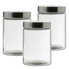 Vorratsdose M - Glas Mit Edelstahldeckel - 1,25 Liter - D: 11cm - H: 17cm - 3er Set