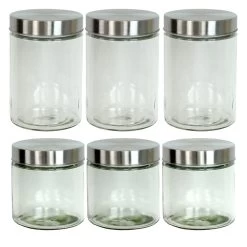 Vorratsdose S Und M - Vorratsglas Mit Edelstahldeckel - 0,85/1,25 Liter - 3xS - 3xM - 6er Set