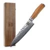 ZAYIKO Damastmesser "Olive Chefmesser" - 20cm Klinge - Griff: Olivenholz - VG-10 Stahlkern