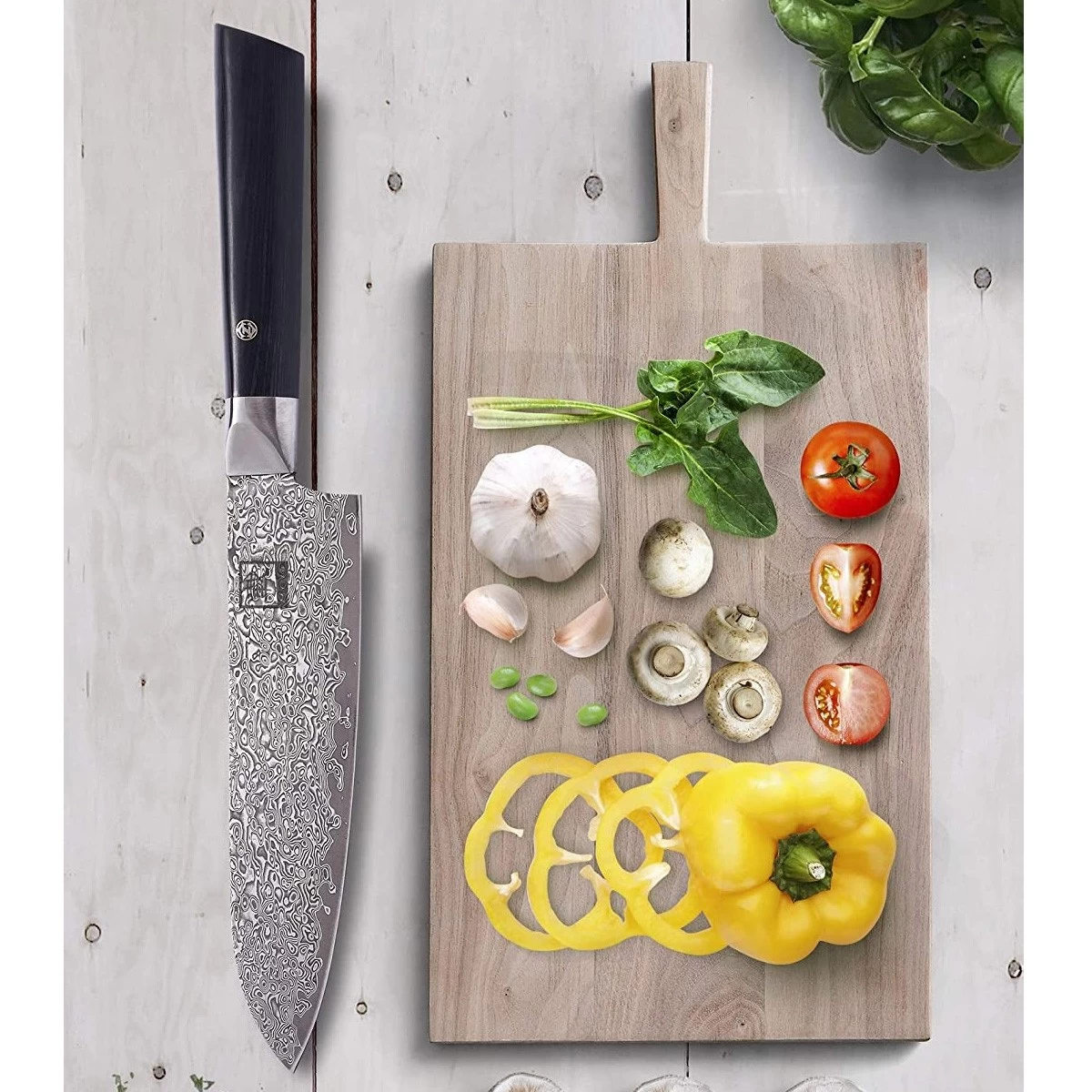 ZAYIKO Damastmesser BLACK EDITION "Santokumesser" - Pakkaholz - VG-10 Stahlkern 2 ZAYIKO Damastmesser BLACK EDITION "Santokumesser" - Pakkaholz - VG-10 Stahlkern – Bild 2