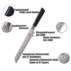 ZAYIKO Damastmesser BLACK EDITION "Brotmesser" - Pakkaholz - VG-10 Stahlkern -Abenteuer Verkauf 21809 zayiko damastmesser black edition pakkaholz brotmesser 03 1280x1280