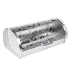 Brotkasten - Edelstahl - Blumenmotiv - 36,3 X 22 X 16,5cm