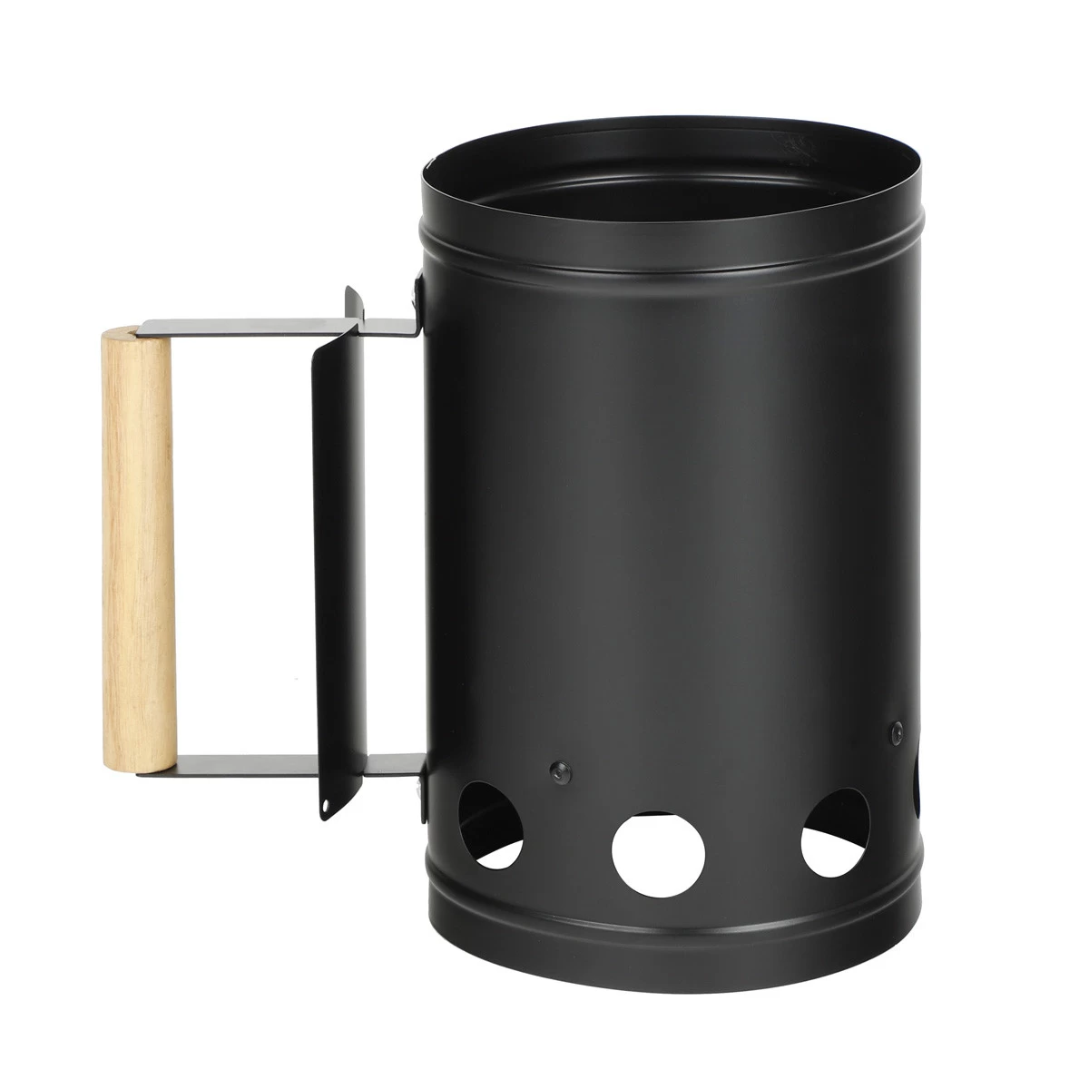 Anzündkamin Metall Für Kohle Und Briketts - Kohlestarter - D: 17cm, H: 27cm - Holzgriff 1 Anzündkamin Metall Für Kohle Und Briketts - Kohlestarter - D: 17cm, H: 27cm - Holzgriff