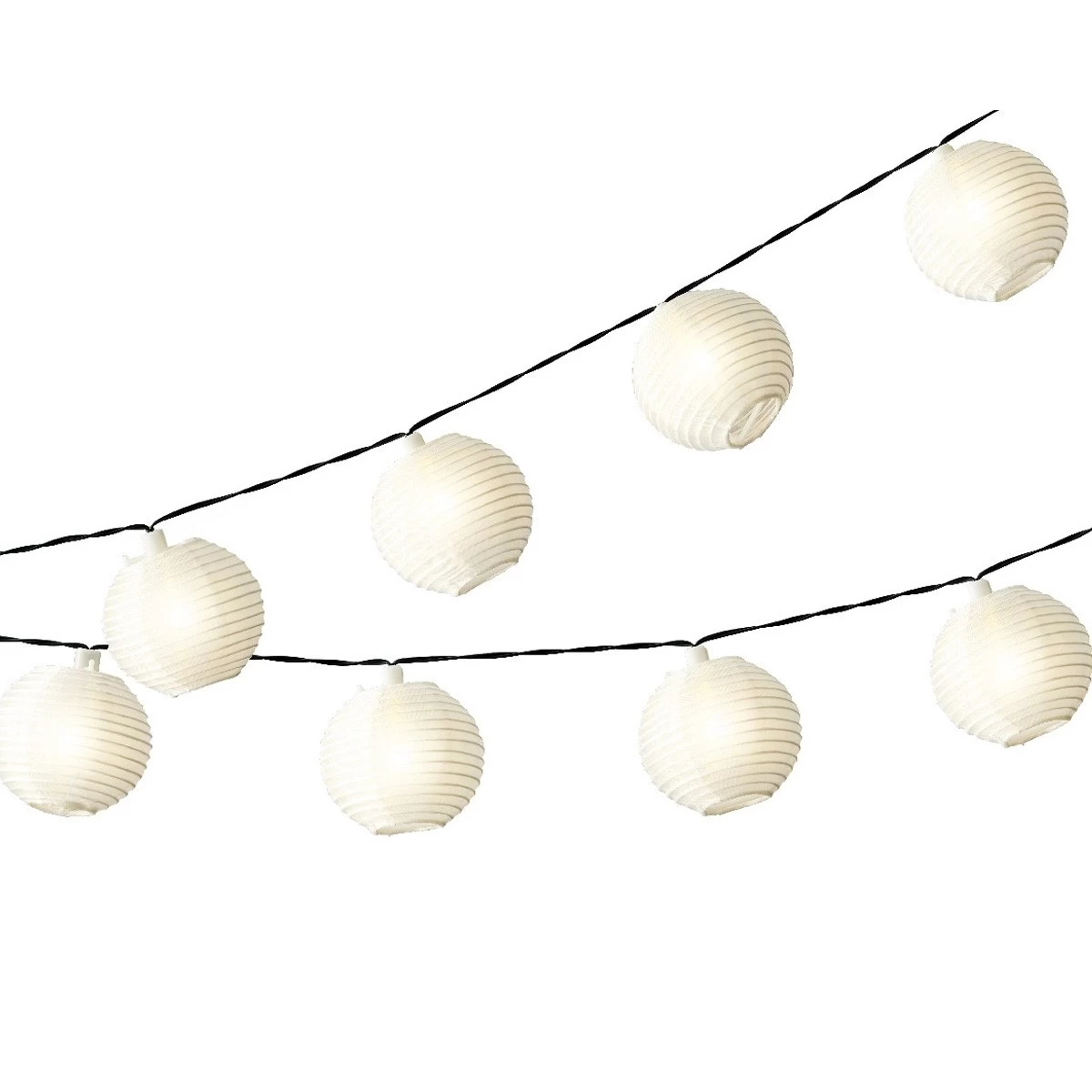 LED Solar Lichterkette LAMPION - 10 Warmweiße LED - L: 4,5m - D: 7,5cm - Lichtsensor - Weiß 2 LED Solar Lichterkette LAMPION - 10 Warmweiße LED - L: 4,5m - D: 7,5cm - Lichtsensor - Weiß – Bild 2