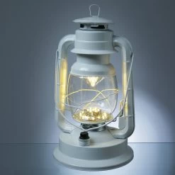 LED Sturmlaterne - 21 Warmweiße LED - Dimmbar - Metall - Batteriebetrieb - H: 34cm - Weiß -Abenteuer Verkauf 26719 led sturmlaterne dimmbar metalllaterne weiss 6ZcWup7SD6J256 1280x1280