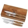 STEAK CHAMP Besteckset Paar - Akazienholz - In Massivholz Geschenkbox