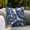 Garten Kissen - Blätter - Polyester - Wasserabweisend - L: 44cm - Außen - Blau, Weiß