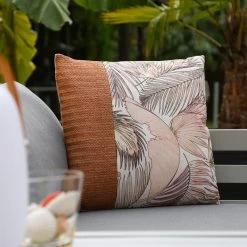 Garten Kissen - Farne - Polyester - Wasserabweisend - L: 44cm - Außen - Beige, Rosa, Schwarz, Braun