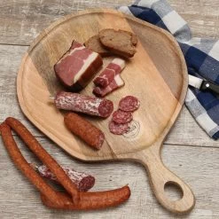 Schneidebrett - Servierbrett - Rund - Mangoholz - Mit Griff - L: 45cm - Natur