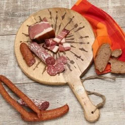 Schneidebrett PUSTEBLUME - Servierbrett - Rund - Mangoholz - Mit Griff - L: 46cm - Natur