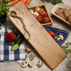 Schneidebrett - Servierbrett - Rechteckig - Mangoholz - Mit Kordel - L: 57,5cm - B: 18cm - Natur