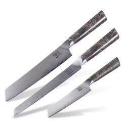 ZAYIKO Damastmesser DAITO PROFI LINE "3er Messer Set" - Ahornholz - VG-10 Stahlkern -Abenteuer Verkauf 3er set zayiko damastmesser kochmesser damastener stahl grill experte 05 1280x1280