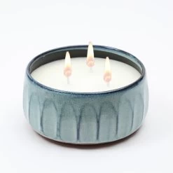 Duftkerze CITRONELLA - Echtwachs In Terracottaschale - Blau, Weiß