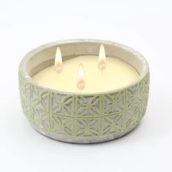 Duftkerze CITRONELLA - Echtwachs In Tonschale - 3 Dochte - Grün