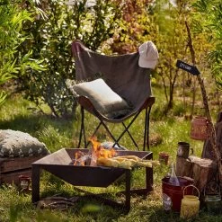 Feuerschale - Rostoptik - Quadratischer Feuerkorb - Metall - L: 70cm - H: 31cm - Für Außen