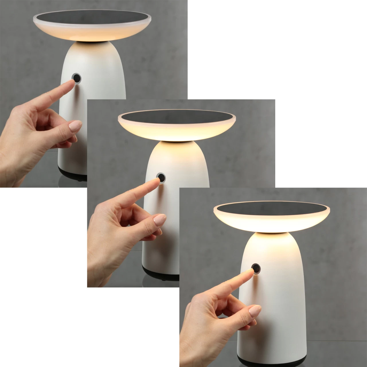 LED Solar Garten Tischleuchte - 3 Helligkeitsstufen - H: 22cm - Lichtsensor - Für Außen - Weiß 8 LED Solar Garten Tischleuchte - 3 Helligkeitsstufen - H: 22cm - Lichtsensor - Für Außen - Weiß – Bild 8