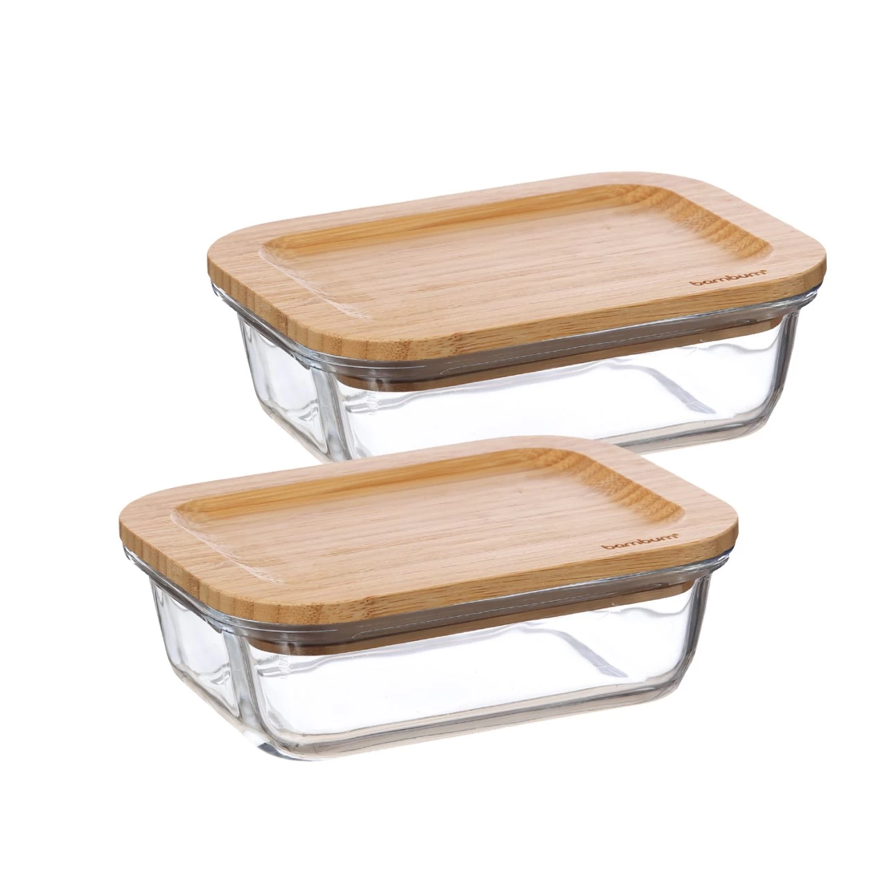 Frischhaltedose - Vorratsbehälter Mit Bambusdeckel - Borosilikatglas - Rechteckig - 650ml - 2er Set 1 Frischhaltedose - Vorratsbehälter Mit Bambusdeckel - Borosilikatglas - Rechteckig - 650ml - 2er Set