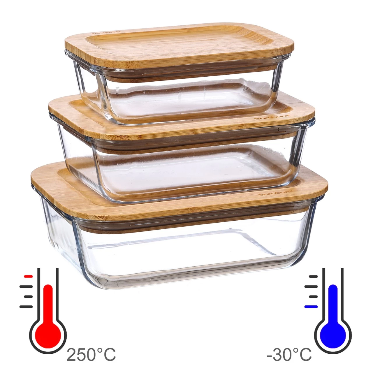 Frischhaltedose - Vorratsbehälter Mit Bambusdeckel - Borosilikatglas - 650ml/1000ml/1500ml - 3tlg. 5 Frischhaltedose - Vorratsbehälter Mit Bambusdeckel - Borosilikatglas - 650ml/1000ml/1500ml - 3tlg. – Bild 5