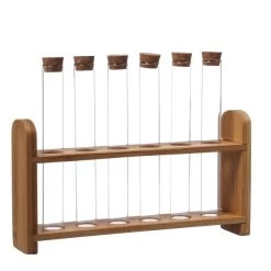 Reagenzgläser Set Mit Korken - 6 Gewürzröhrchen - Reagenzglasständer Aus Bambusholz