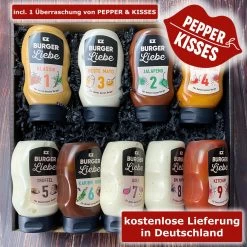 BURGER LIEBE - Geschenkset Mit 9 Burgersaucen + Extra Kuss :-)