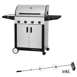 CADAC Entertainer SUPREME EDELSTAHL - 4B+SB 50mbar- 4 Brenner+ Seite - SET Inkl. Drehspieß