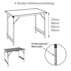 Camping Tisch / Universaltisch 100x60cm - Teleskopfüße (75/80/85/90cm) - Tragbar, Leichtes Aluminium -Abenteuer Verkauf campingtisch klappbar 100x60cm aluminium universaltisch 03 1280x1280