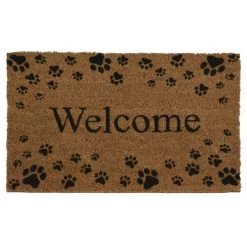 Fußmatte Pfoten - Schmutzfangmatte - Kokosfaser - L: 60cm - B: 40cm - Außen - Natur, Schwarz