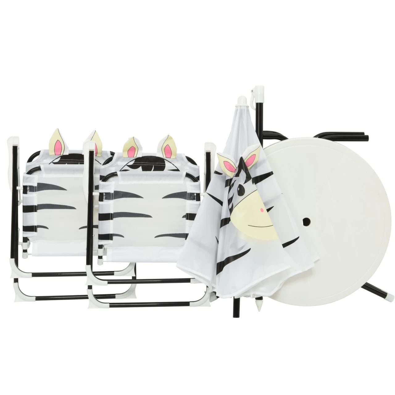 Kindersitzgruppe Zebra MARTY - 2 Stühle Und Tisch Mit Sonnenschirm - 4teilig - Weiß, Schwarz 4 Kindersitzgruppe Zebra MARTY - 2 Stühle Und Tisch Mit Sonnenschirm - 4teilig - Weiß, Schwarz – Bild 4