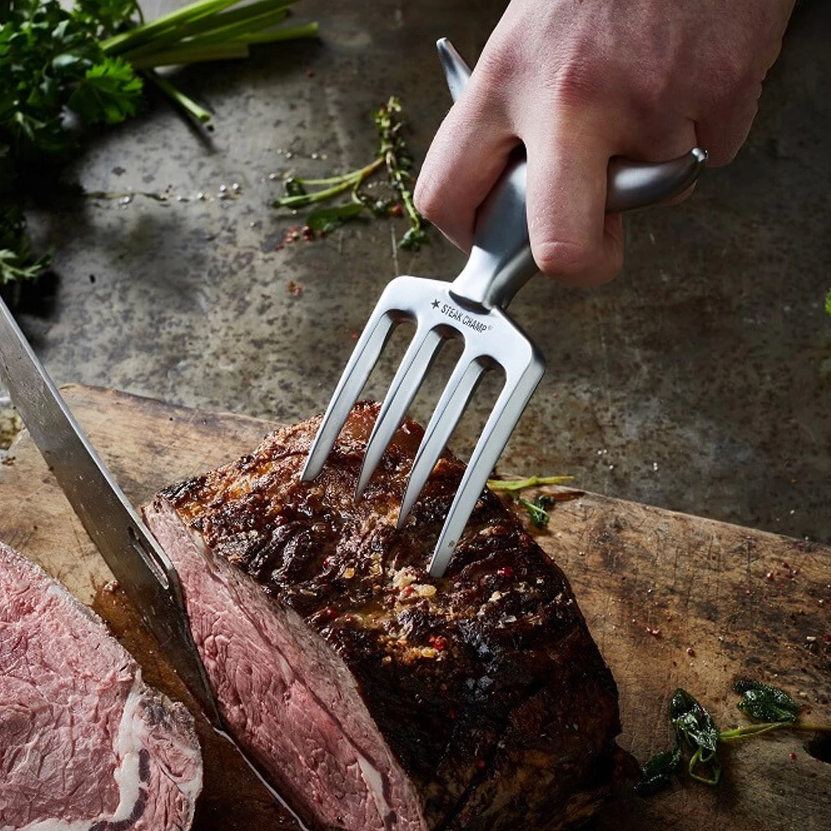 STEAK CHAMP BULL FORK Gabel Mit Leder Holster - Profi Werkzeug Mit Gürtelclip 2 STEAK CHAMP BULL FORK Gabel Mit Leder Holster - Profi Werkzeug Mit Gürtelclip – Bild 2