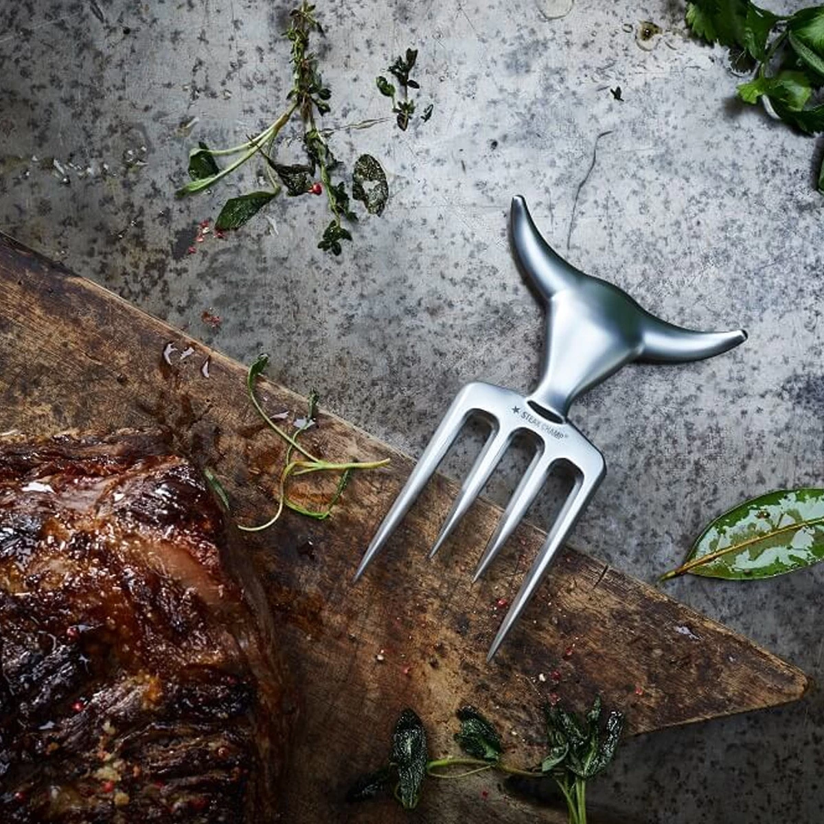 STEAK CHAMP BULL FORK Gabel Mit Leder Holster - Profi Werkzeug Mit Gürtelclip 8 STEAK CHAMP BULL FORK Gabel Mit Leder Holster - Profi Werkzeug Mit Gürtelclip – Bild 8