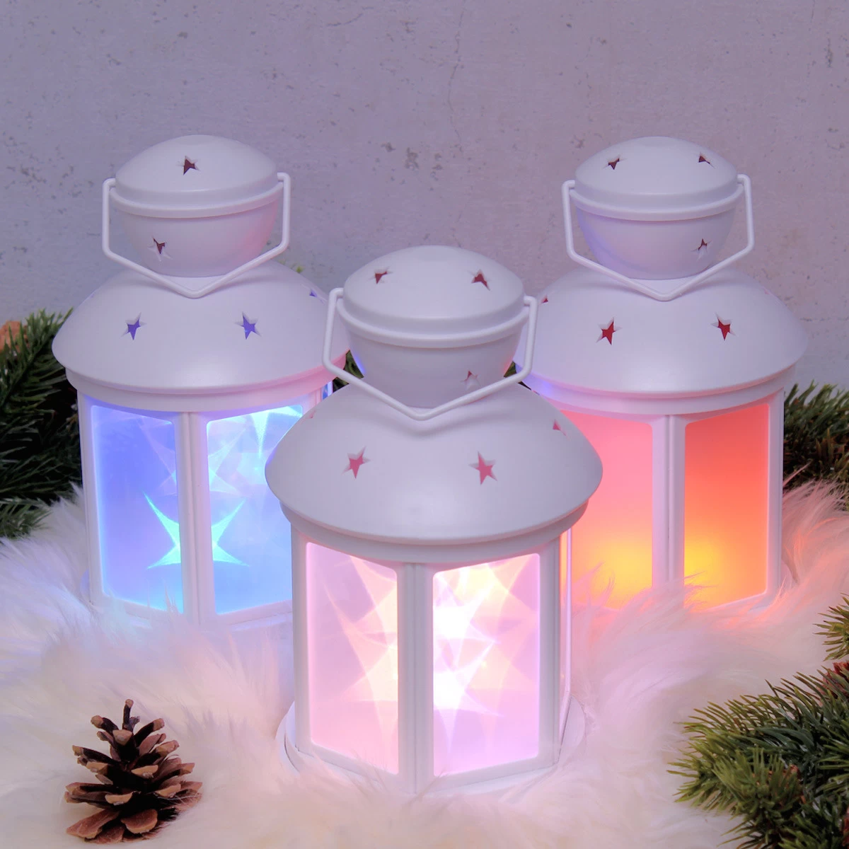 LED Laterne Weiß - Bewegter Flammeneffekt - H: 22cm - Batteriebetrieb - Weiß 5 LED Laterne Weiß - Bewegter Flammeneffekt - H: 22cm - Batteriebetrieb - Weiß – Bild 5