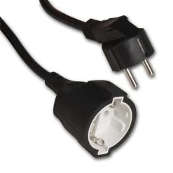 Verlängerungskabel - 10m - 3x1,5mm² - Schwarz - Schutzkontakt - Max 3600W - Winkelstecker