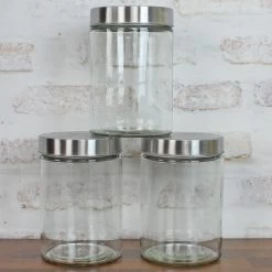 Vorratsdose M - Glas Mit Edelstahldeckel - 1,25 Liter - D: 11cm - H: 17cm - 3er Set -Abenteuer Verkauf vorratsbehaelter glas 3M Set8rcLyIUQbZ0Uz 1280x1280