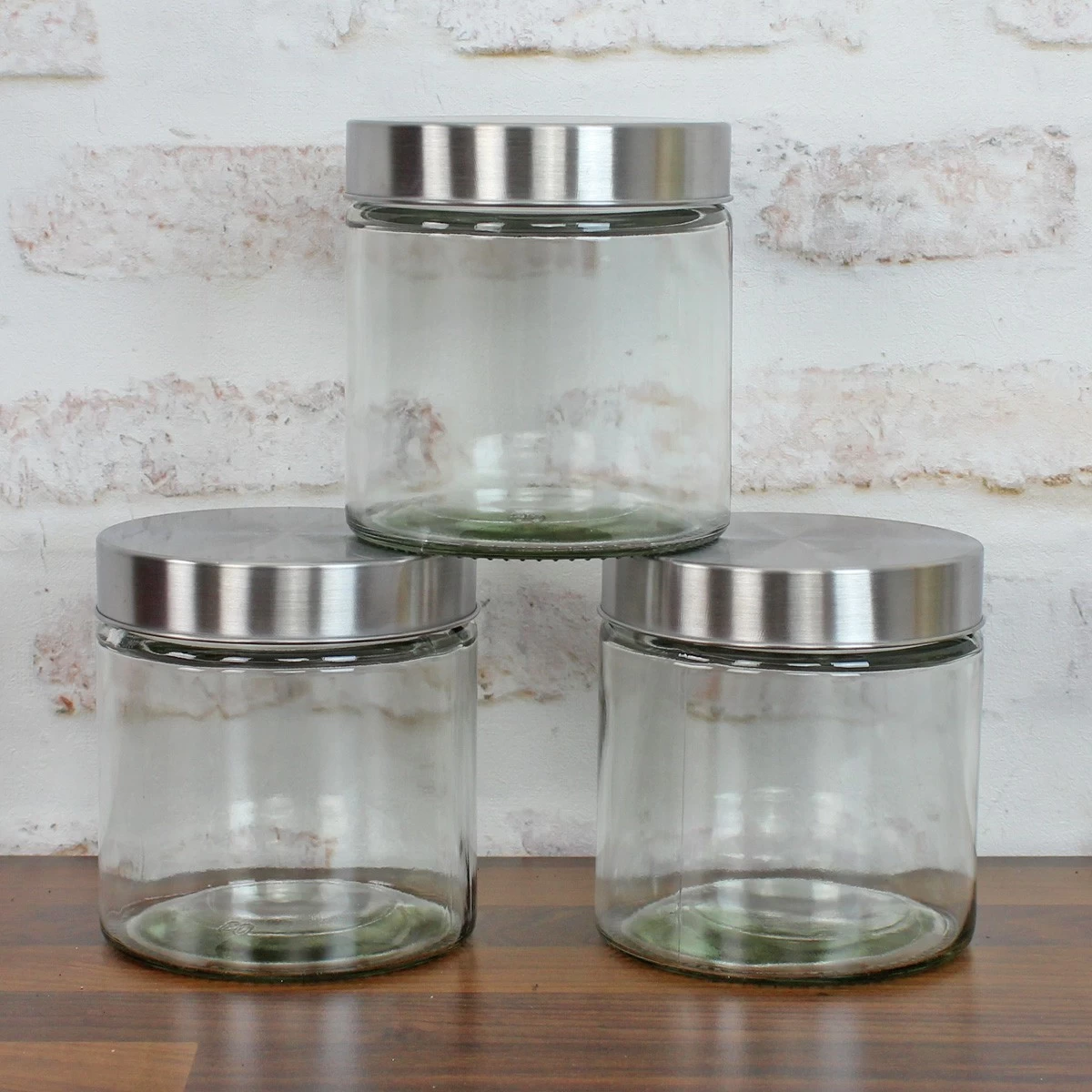 Vorratsdose S - Glas Mit Edelstahldeckel - 0,85 Liter - D: 11cm - H: 12cm - 3er Set 3 Vorratsdose S - Glas Mit Edelstahldeckel - 0,85 Liter - D: 11cm - H: 12cm - 3er Set – Bild 3