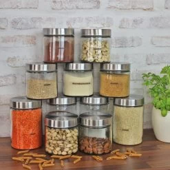 Vorratsdose M - Glas Mit Edelstahldeckel - 1,25 Liter - D: 11cm - H: 17cm - 3er Set -Abenteuer Verkauf vorratsdosen set 4G 6SRO7MaOIEuMeRO 1280x1280