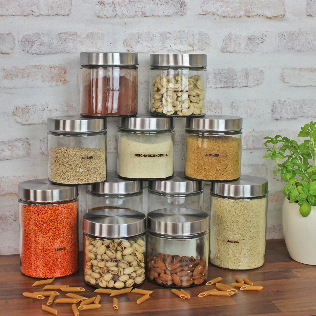 Vorratsdose S - Glas Mit Edelstahldeckel - 0,85 Liter - D: 11cm - H: 12cm - 3er Set 7 Vorratsdose S - Glas Mit Edelstahldeckel - 0,85 Liter - D: 11cm - H: 12cm - 3er Set – Bild 7